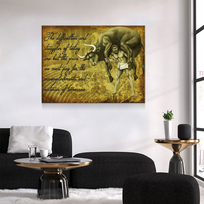Milo Of Croton Canvas Wall Art, Olympian Wrestler Quote