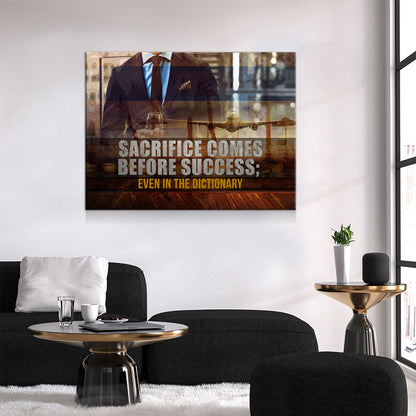 Sacrifice Comes Before Success Canvas Wall Art, Motivational Quote