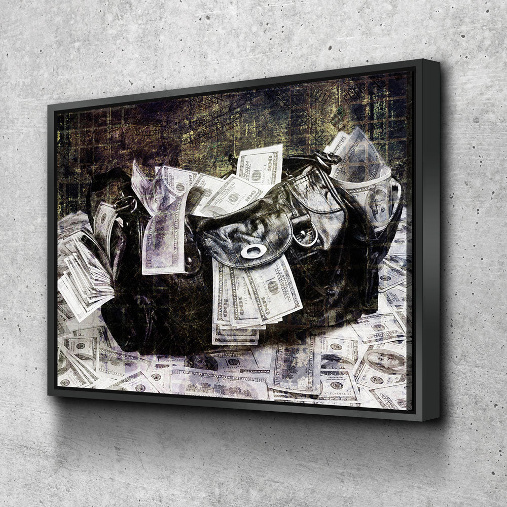 Secure The Money Bag motivational canvas wall art