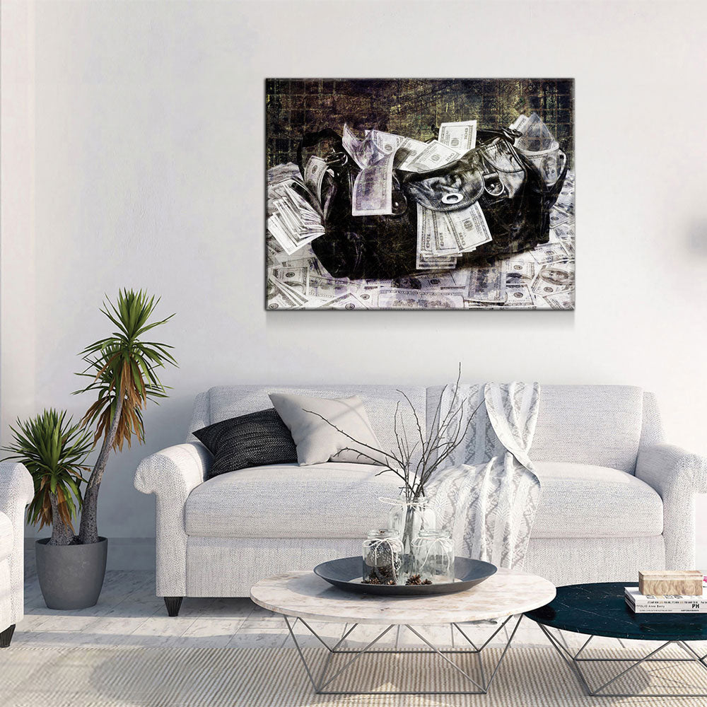 Secure The Money Bag Motivational Canvas Wall Art