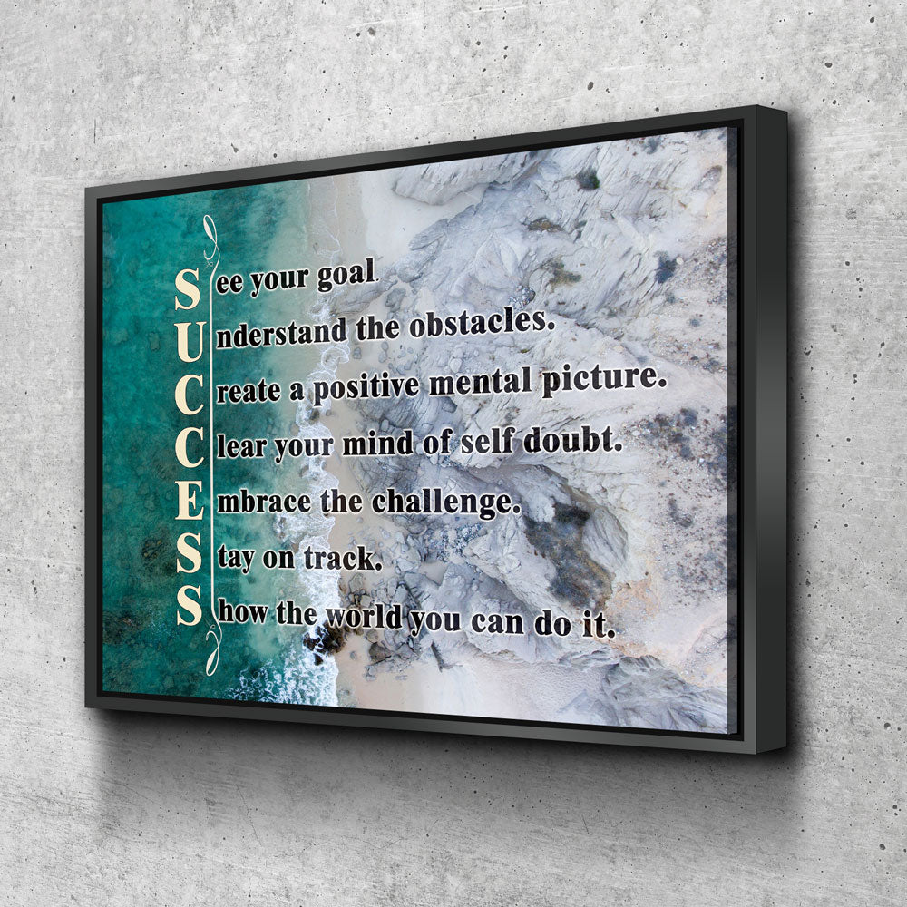 Success motivational quote canvas wall art for home office