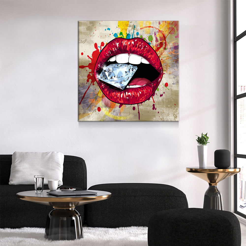 Red Hot Lips Pop Art Canvas Wall Art