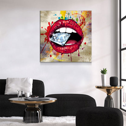 Red Hot Lips Pop Art Canvas Wall Art