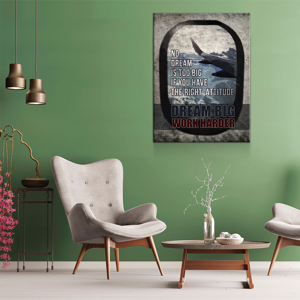Dream Big Work Harder Canvas Wall Art