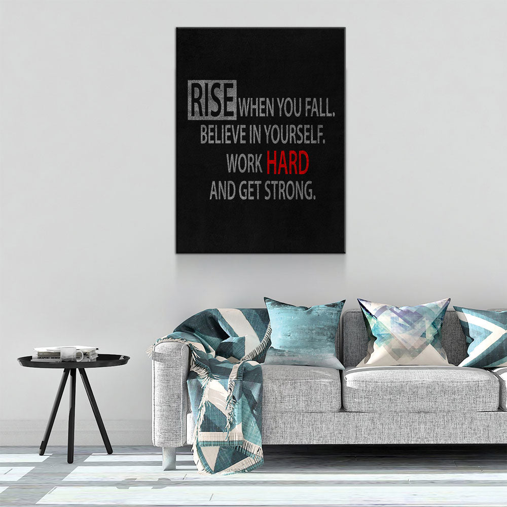 Rise When You Fall Believe In Yourself Canvas Wall Art