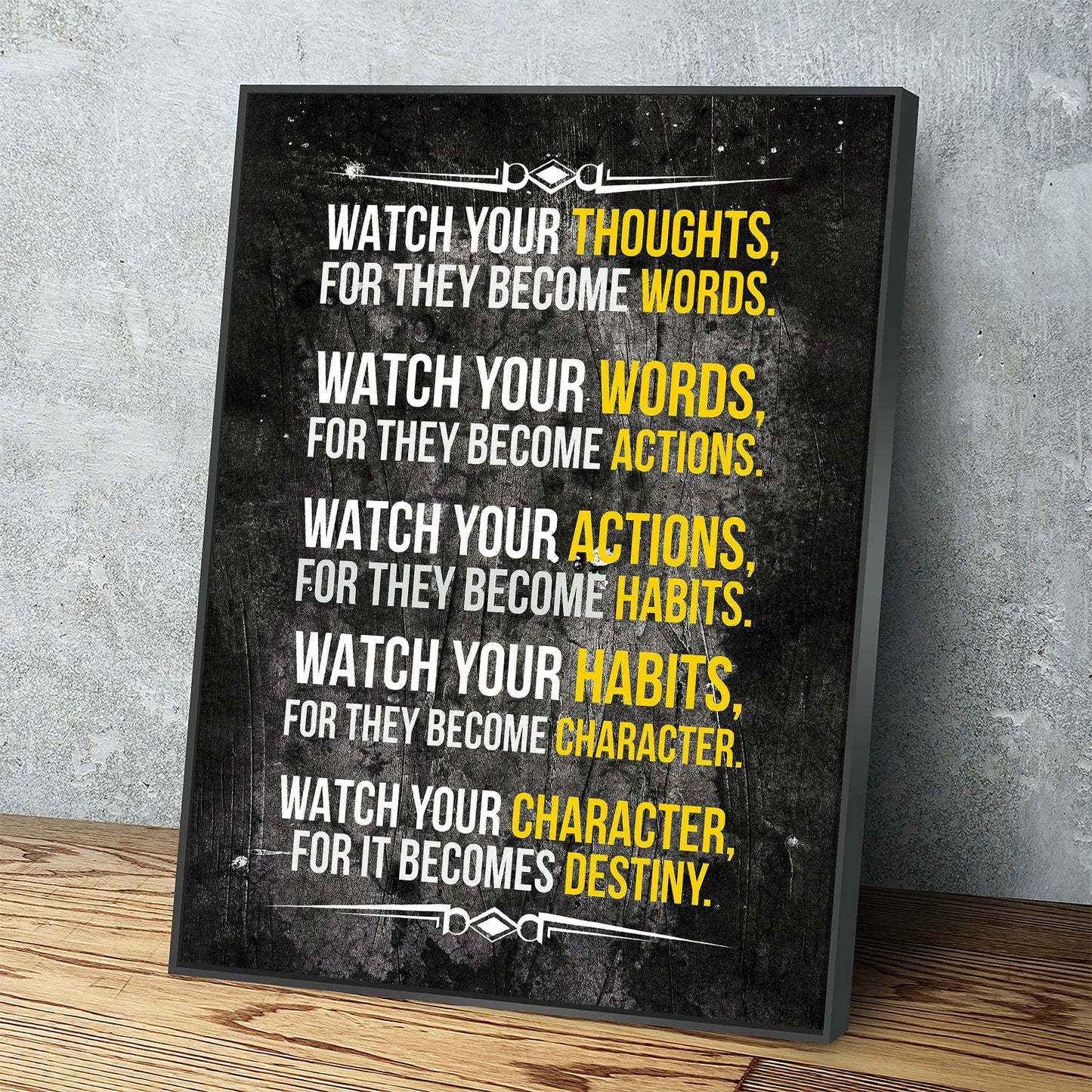Watch your thoughts motivational canvas wall art