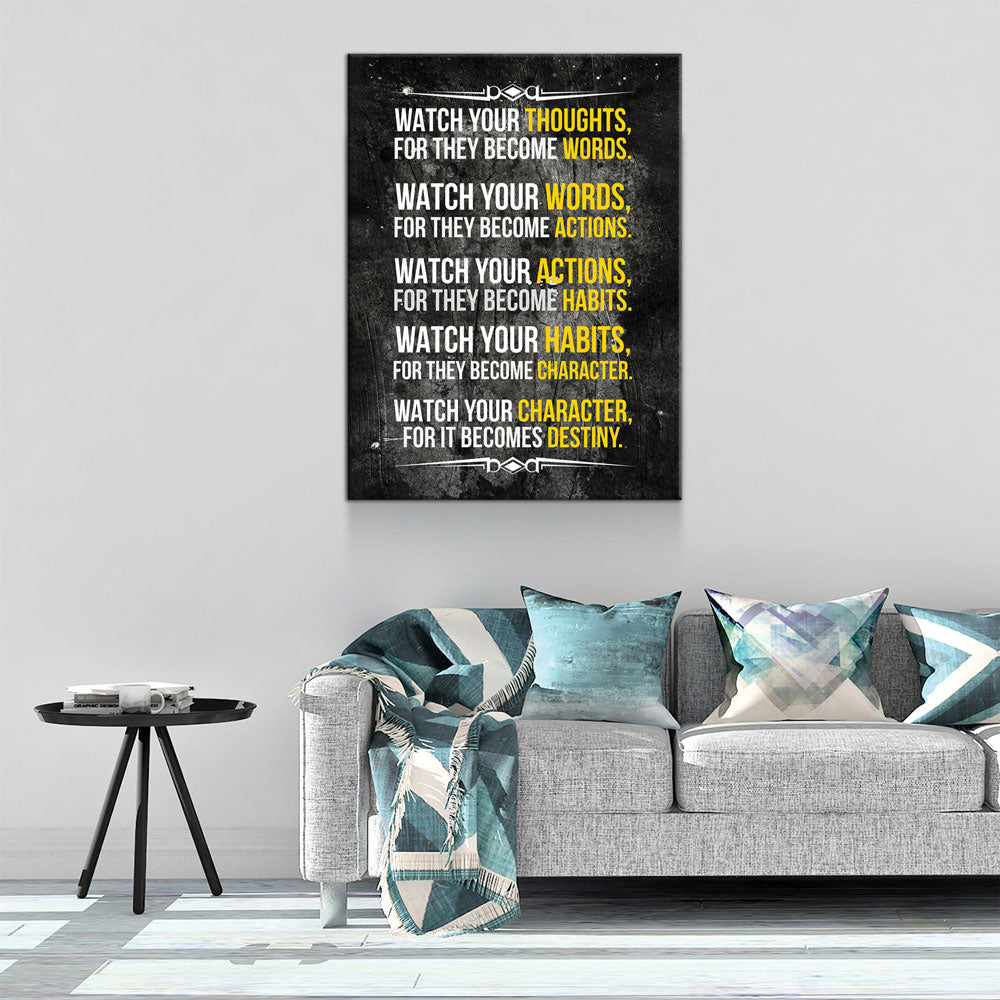 Watch Your Thoughts Motivational Canvas Wall Art