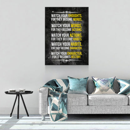 Watch Your Thoughts Motivational Canvas Wall Art