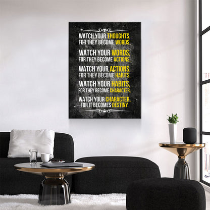 Watch Your Thoughts Motivational Canvas Wall Art
