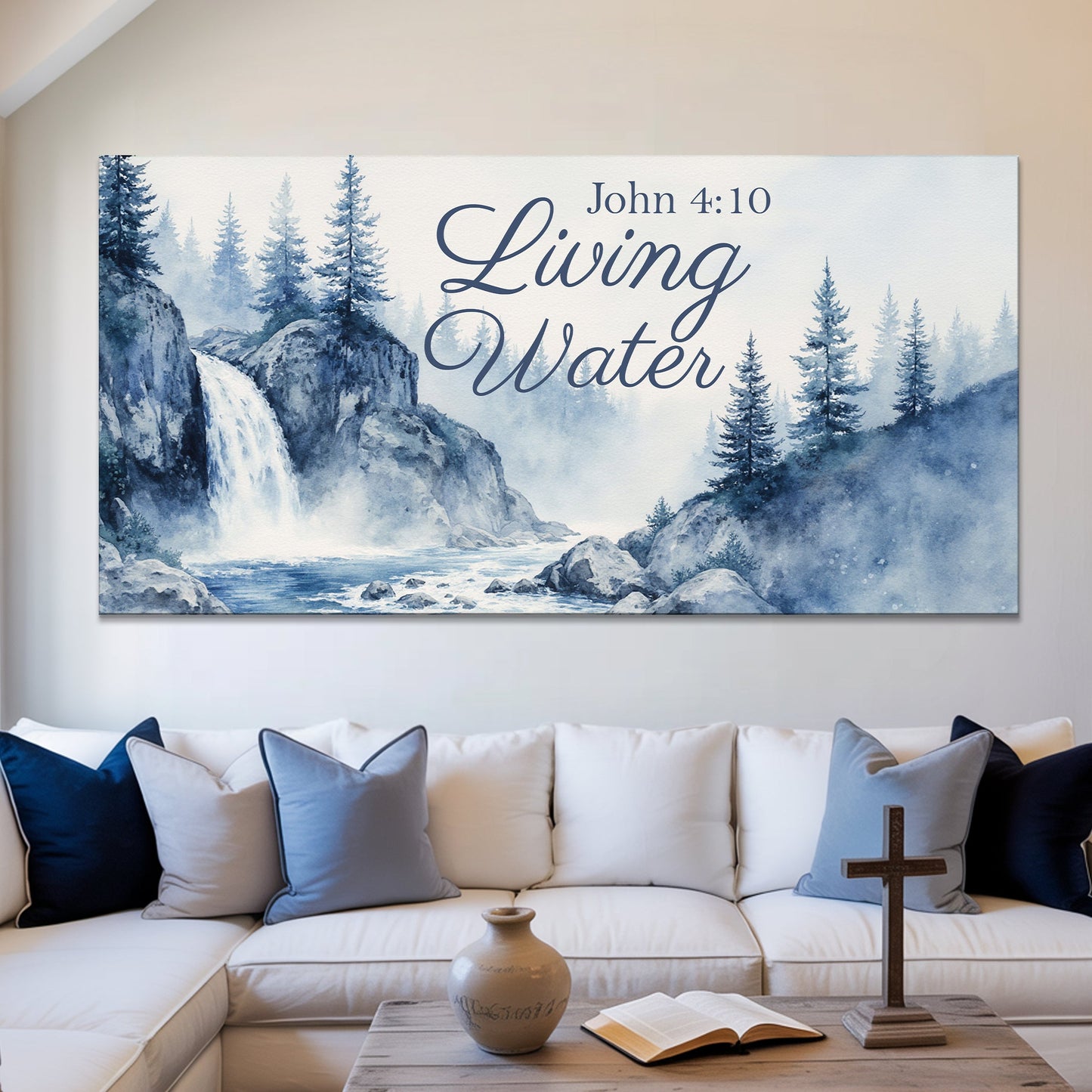 John 4:10 Living Water scripture faith canvas sign — made in the USA, ready to hang