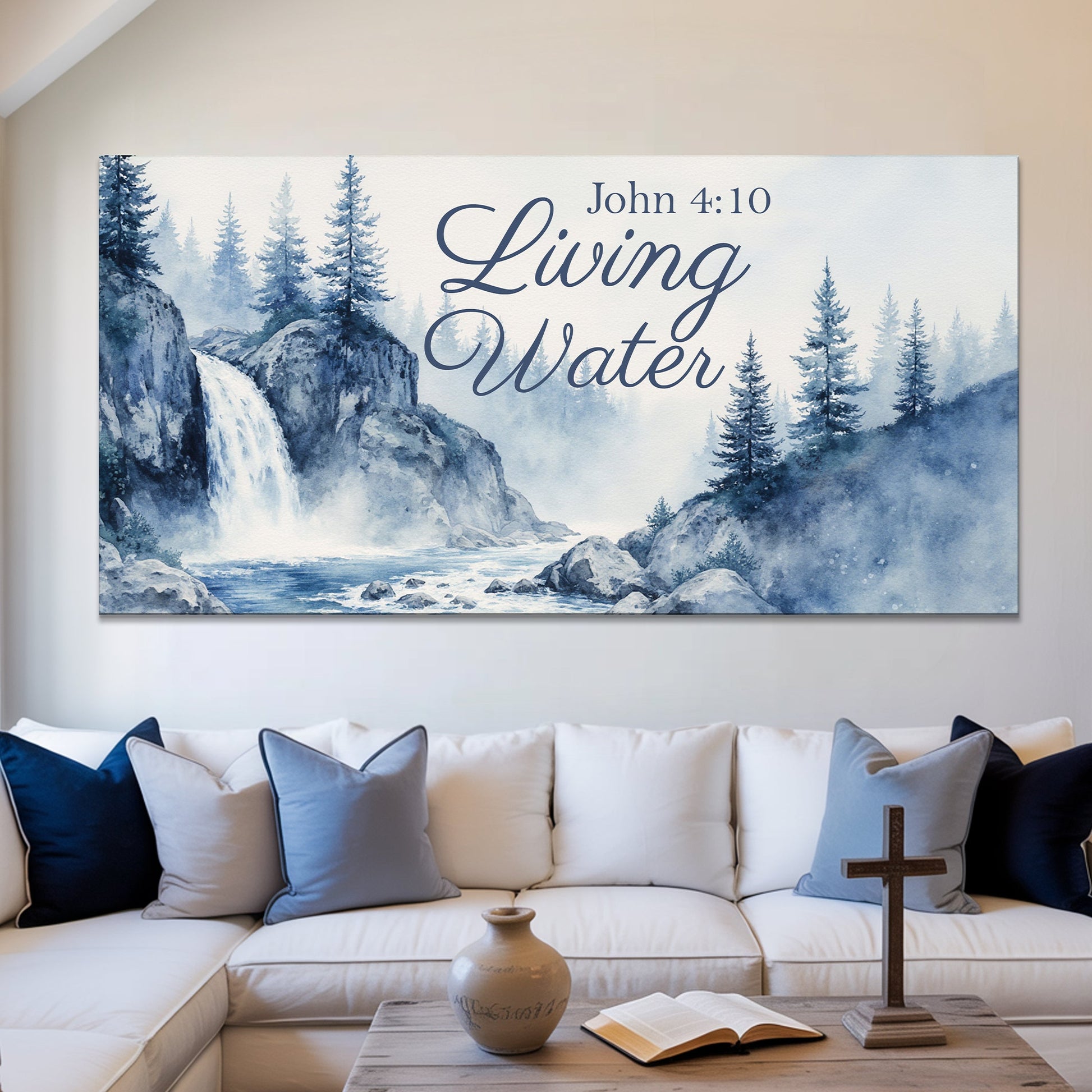 John 4:10 Living Water scripture faith canvas sign — made in the USA, ready to hang