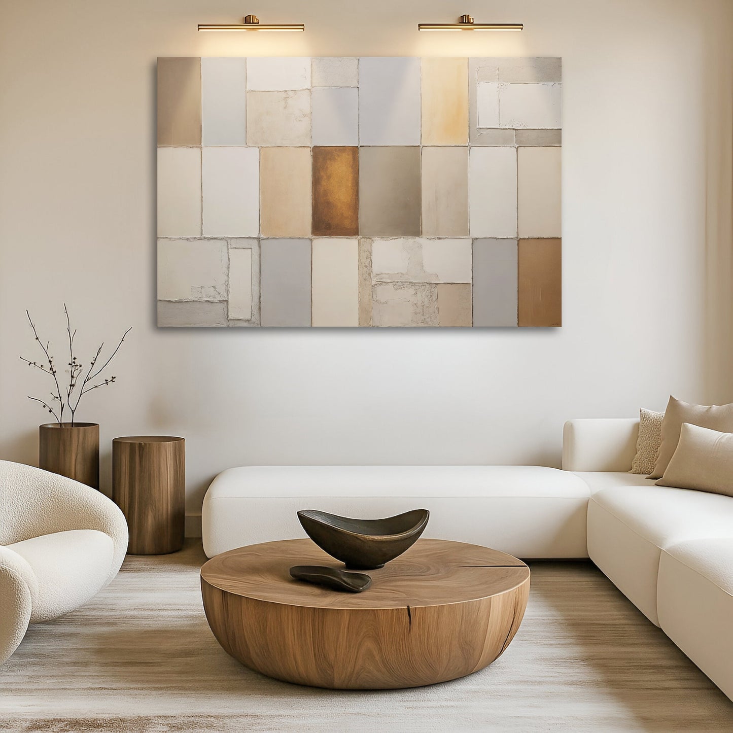 Earth Tones Patchwork Geometric Canvas Wall Art