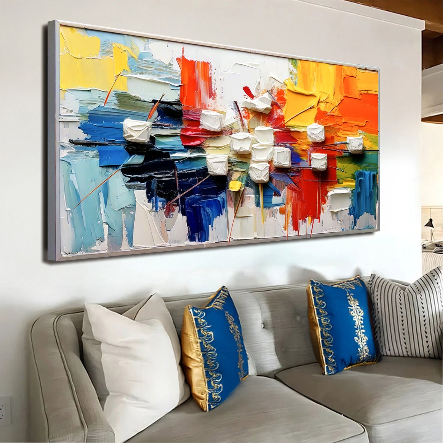 Urban abstract canvas wall art - bold modern geometric city-inspired decor