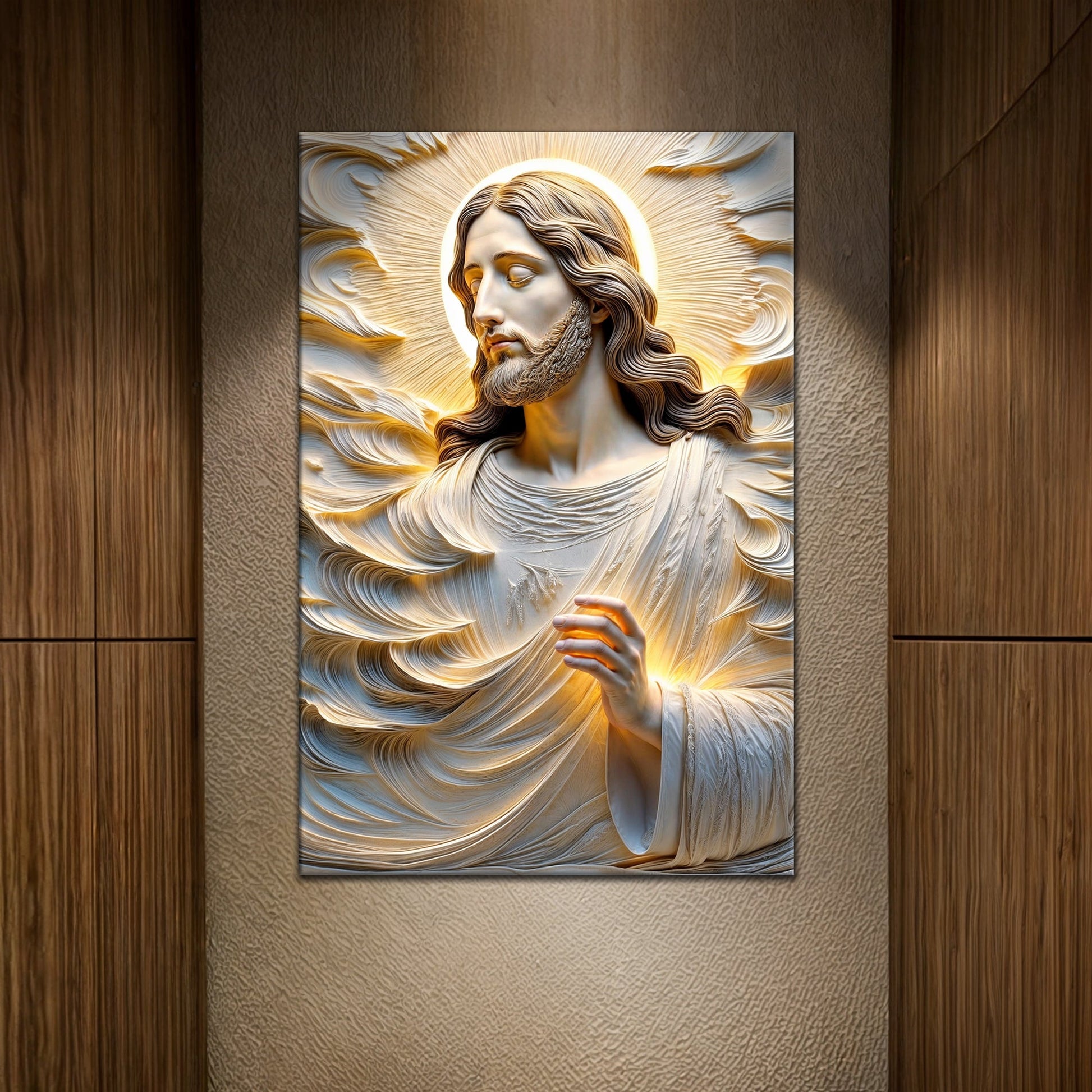 Faith Over Fear Sacred Serenity canvas wall art, serene Christian faith wall decor