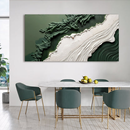Green rivers abstract canvas wall art VI with layered organic river forms