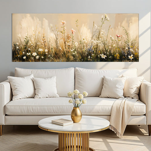 Abstract mountain forest and river landscape canvas wall art