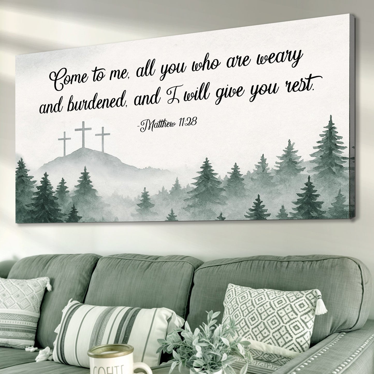 Come To Me Matthew 11:28 faith canvas sign, Christian scripture wall art