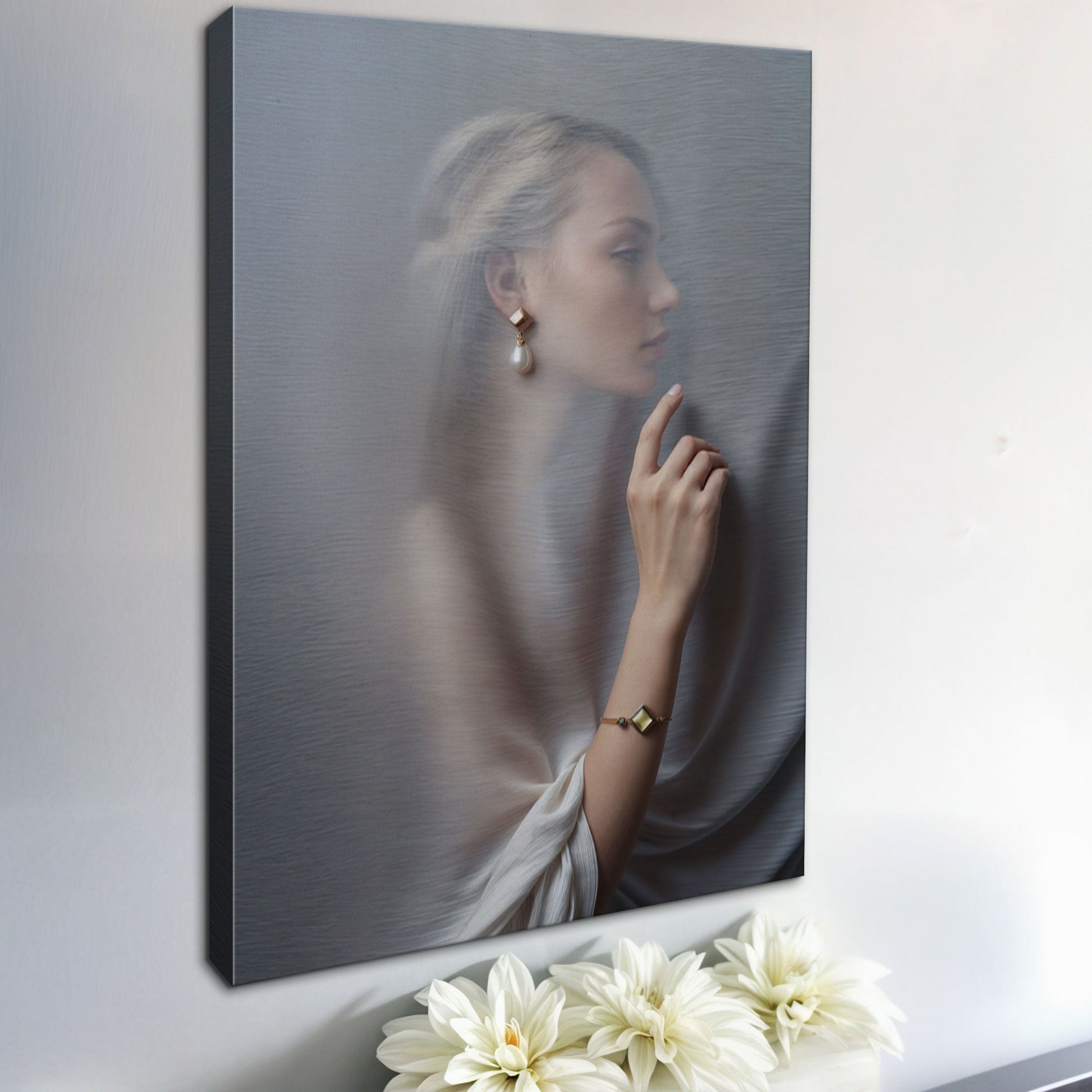 Abstract behind the curtain layered form and shadow canvas wall art