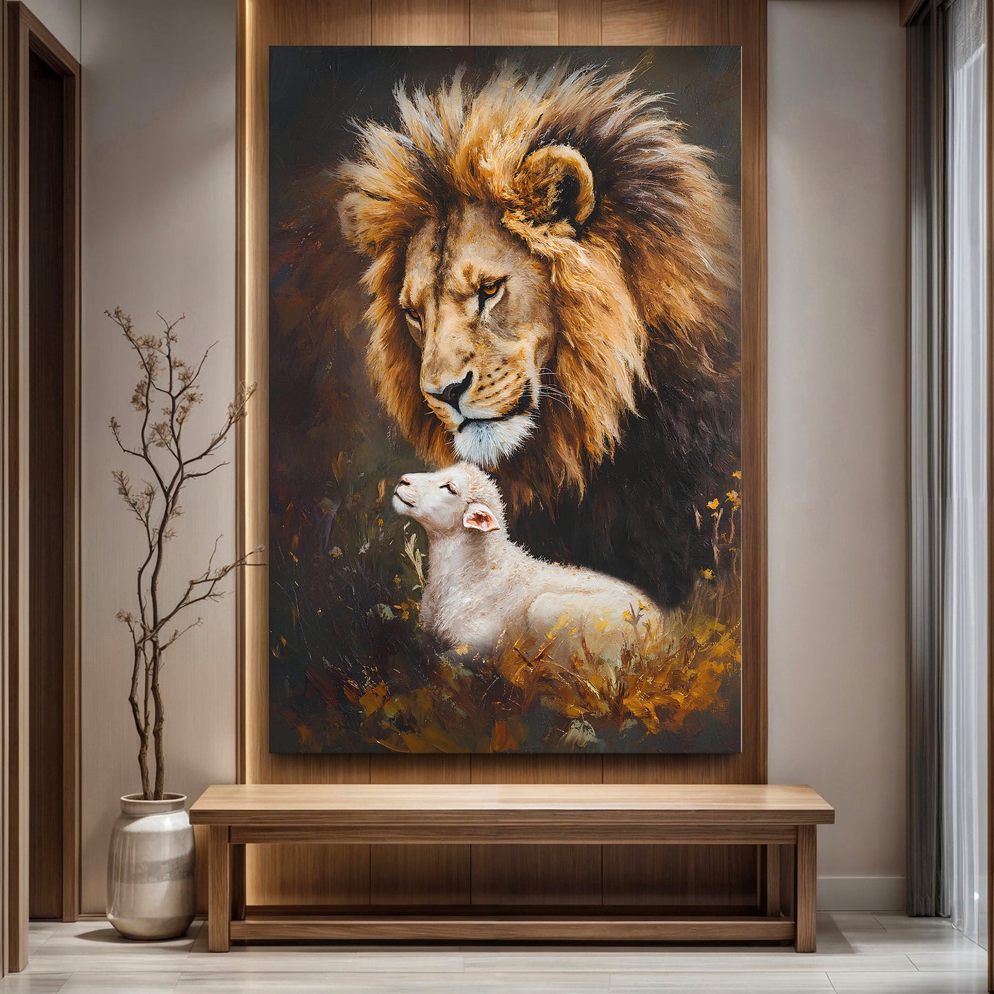 Lion and Sheep Faith Canvas Wall Art
