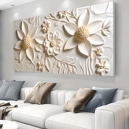Floral abstract canvas wall art with soft artful shapes, ready to hang