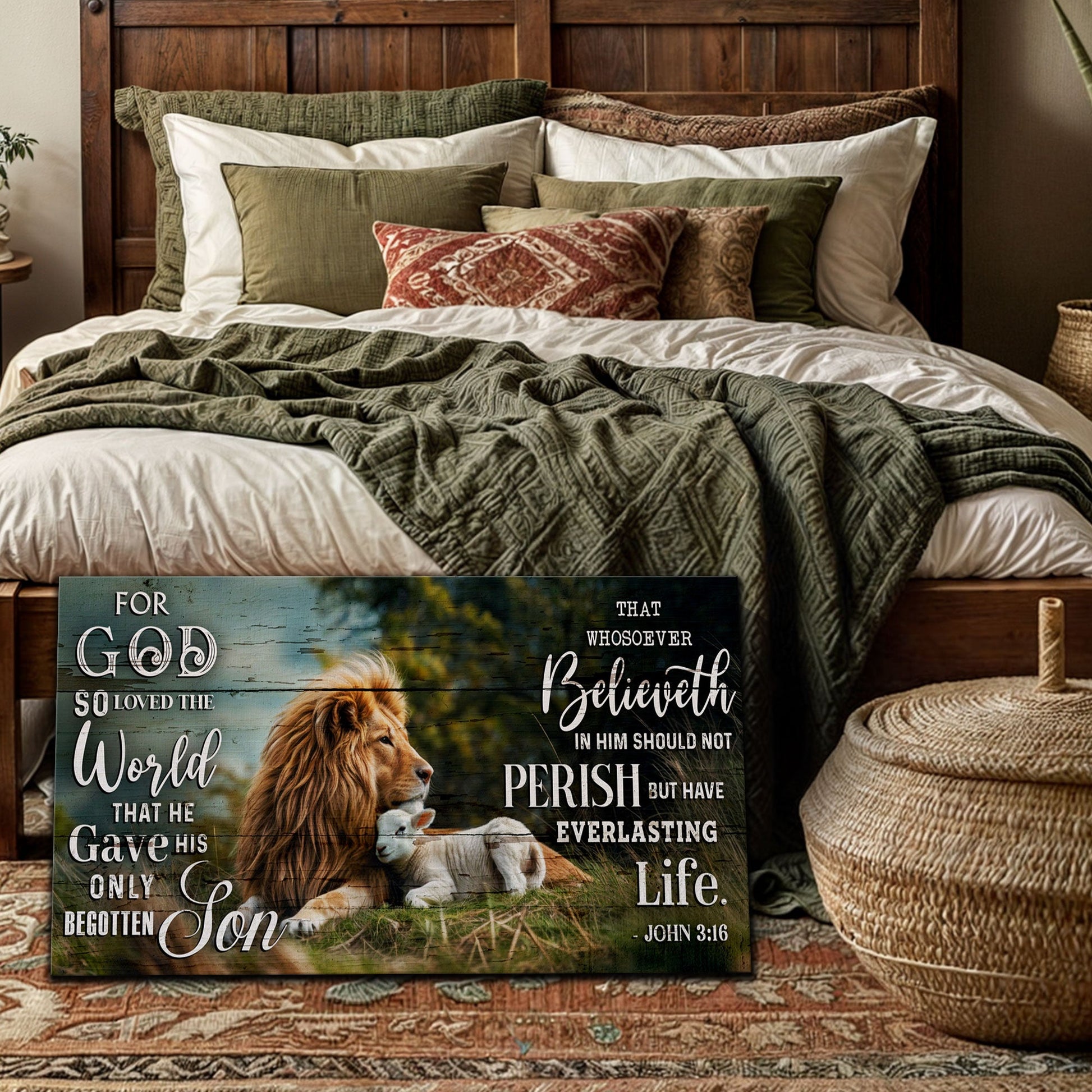 John 3:16 For God So Loved the World faith canvas sign - gallery wrapped ready to hang