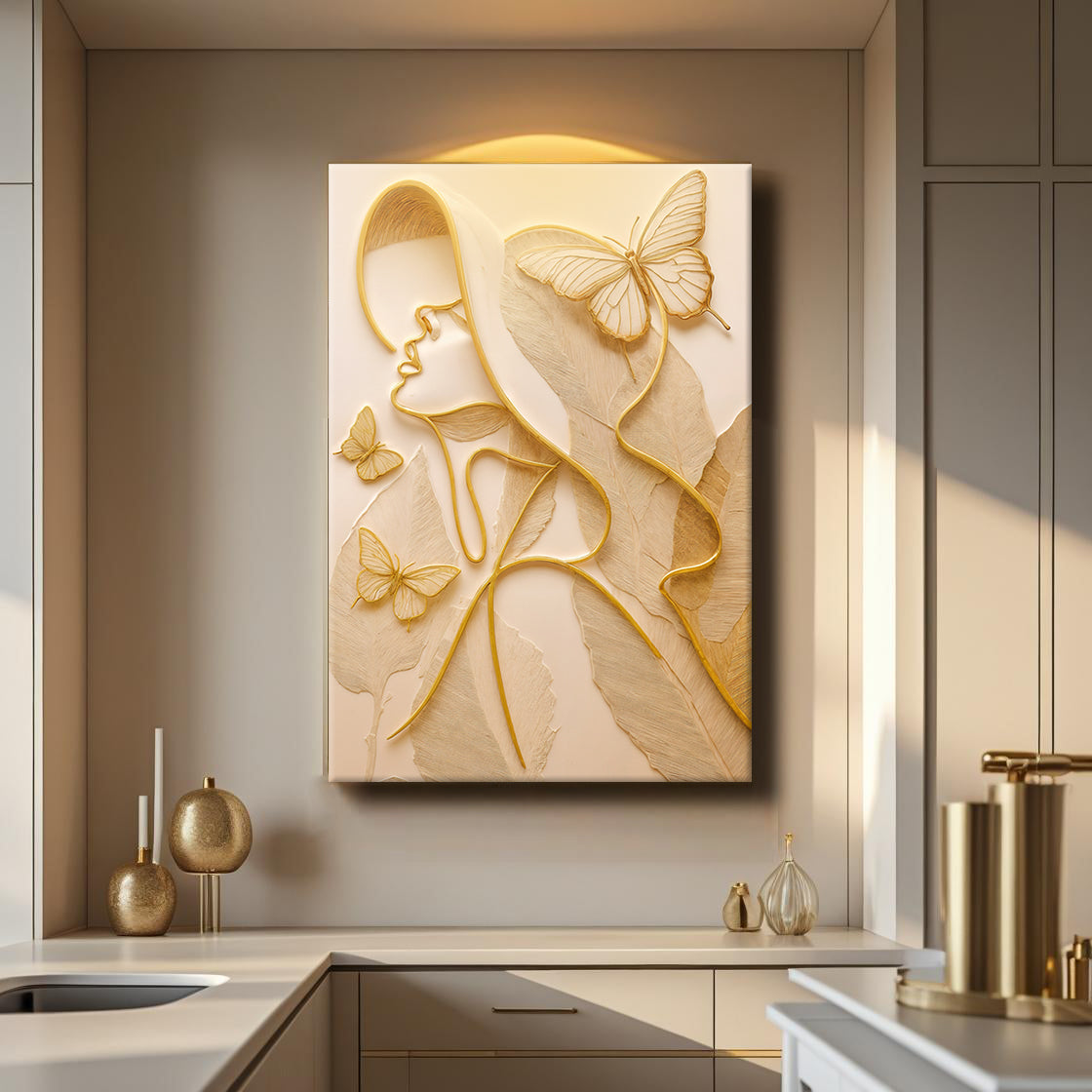 Minimalist woman line art canvas style 2 — contemporary female form gallery wrapped