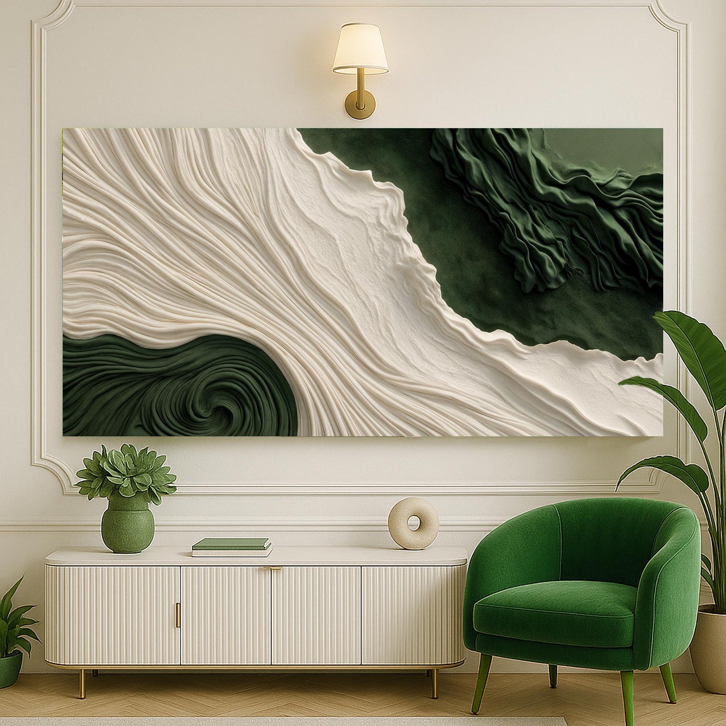 Green Rivers Abstract Canvas Wall Art XI