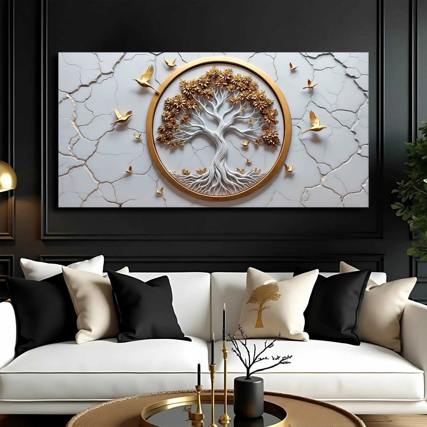 3D Celtic tree of life canvas wall art white
