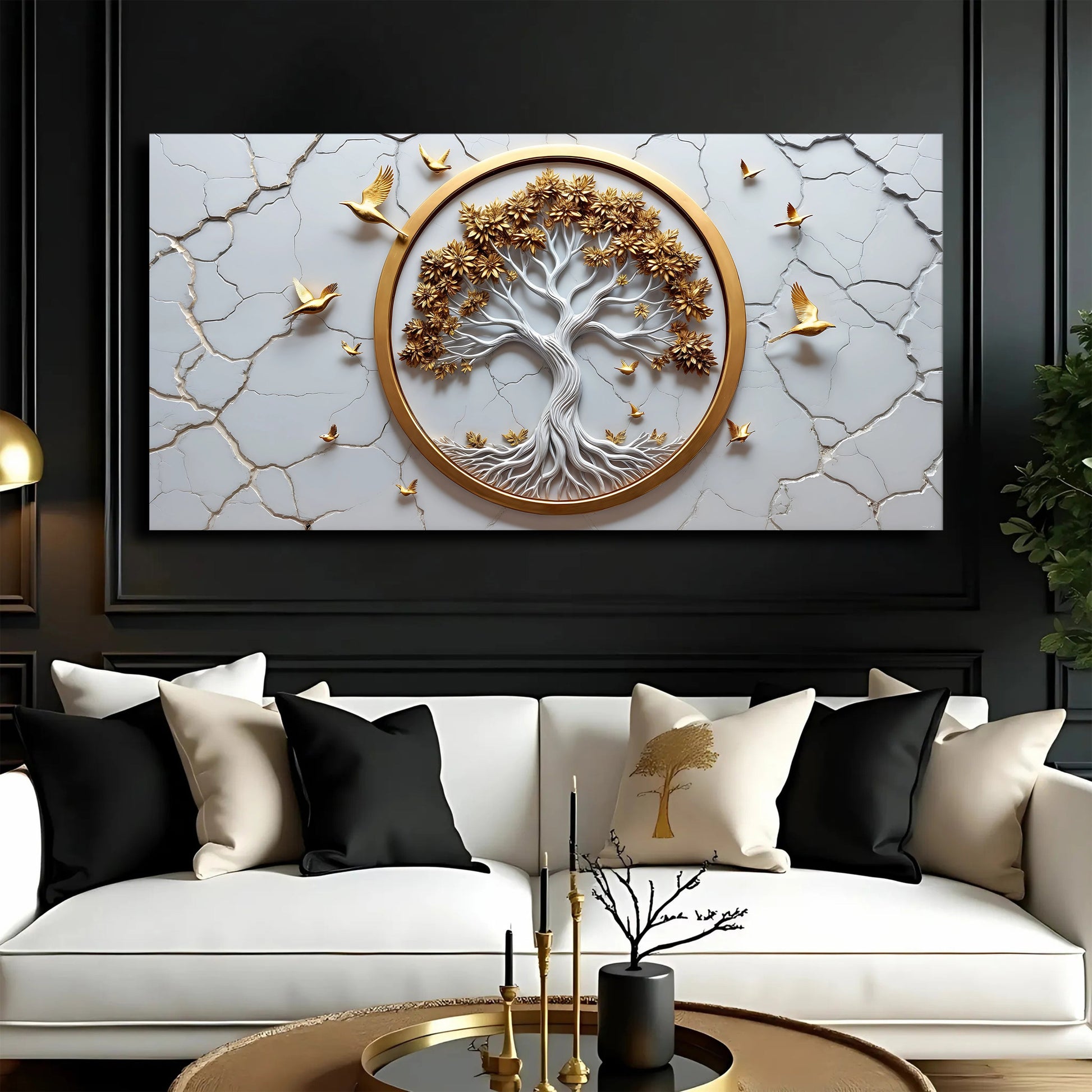 3D Celtic tree of life canvas wall art white