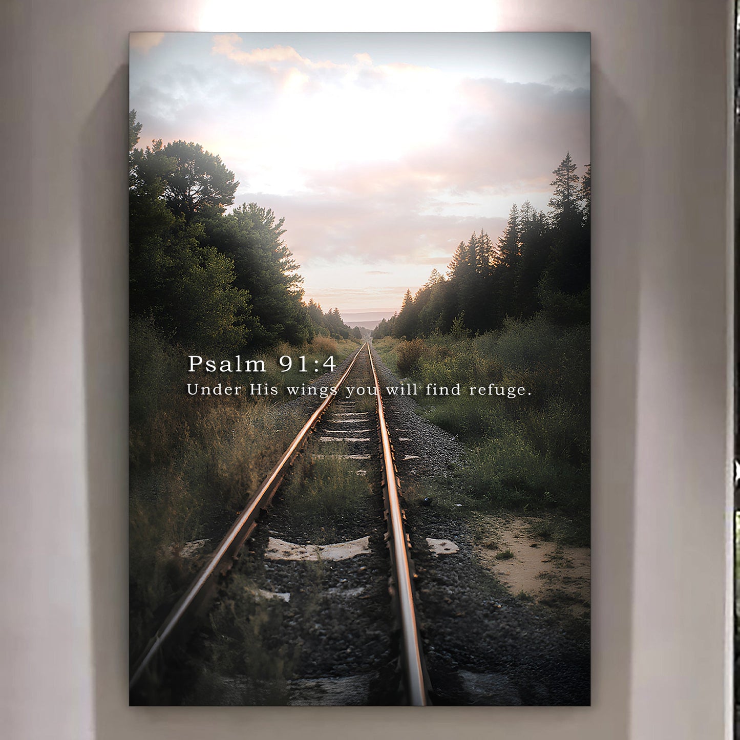 Psalm 91:4 Under His Wings canvas wall art - Christian faith refuge scripture decor