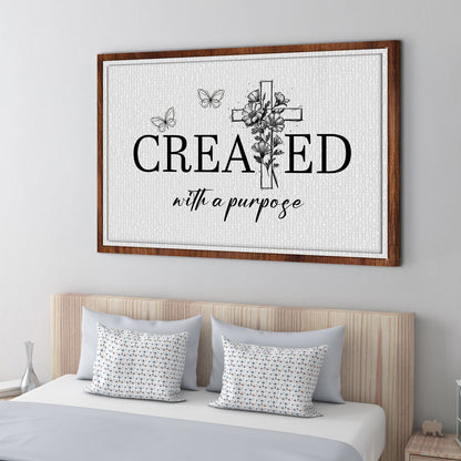 Created With A Purpose faith canvas wall art with an uplifting message, ready to hang
