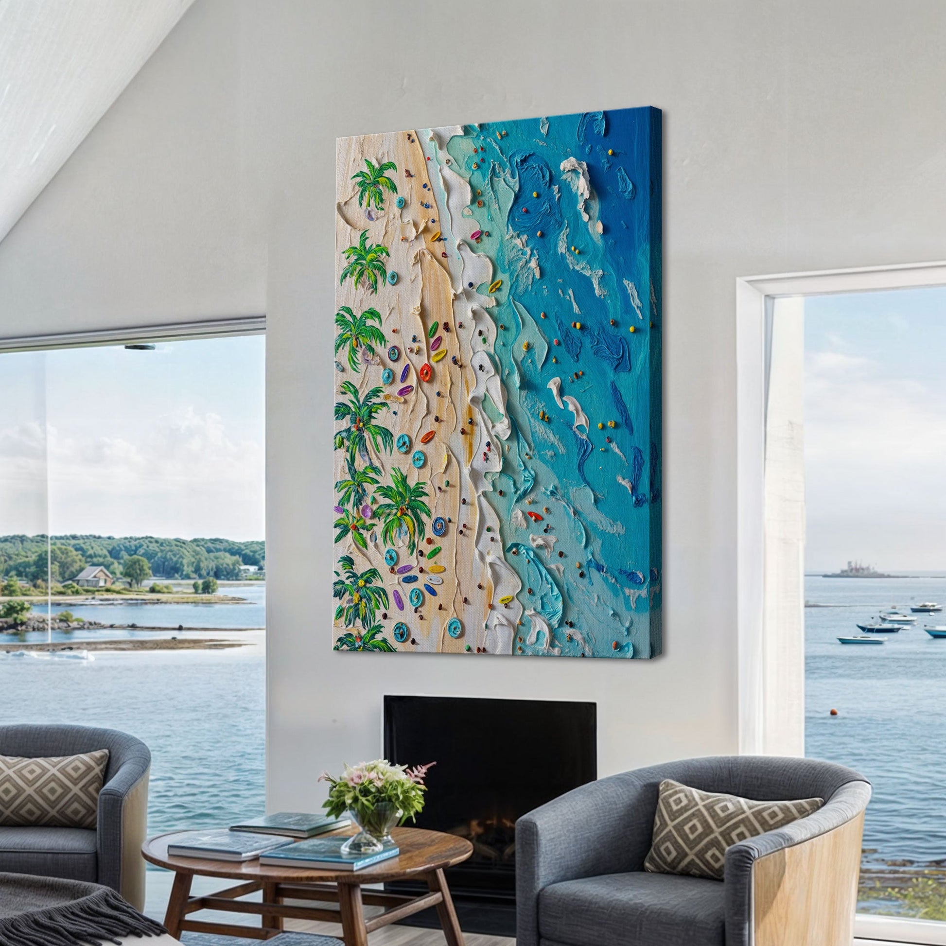 Beach Days coastal canvas wall art
