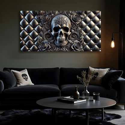 3D rose and skull canvas wall art design four