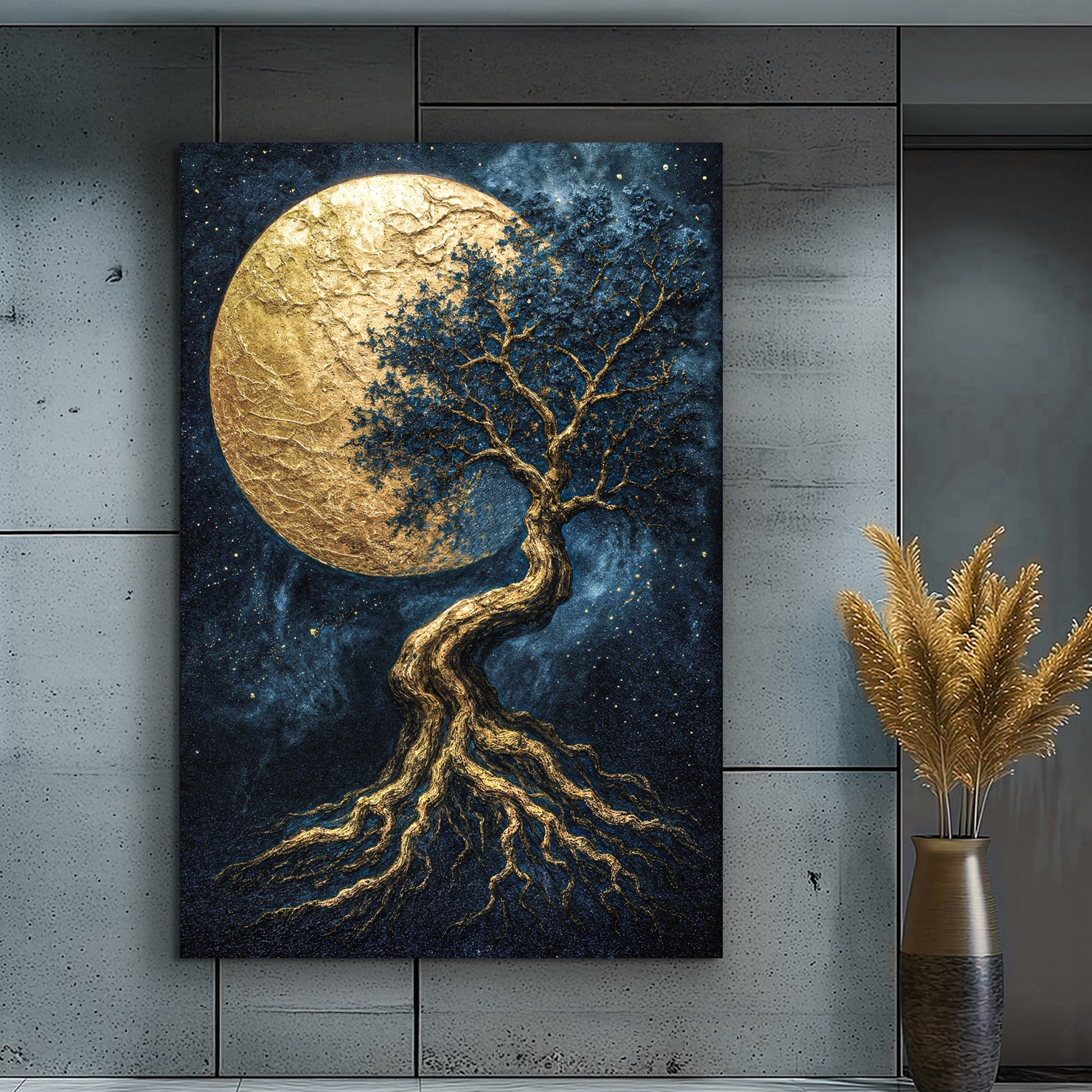 Lunar Tree of Life canvas wall art — nature and celestial symbolism, gallery-wrapped canvas