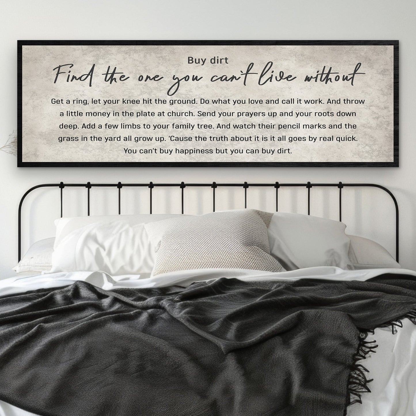 Find The One You Can't Live Without couple canvas wall art sign