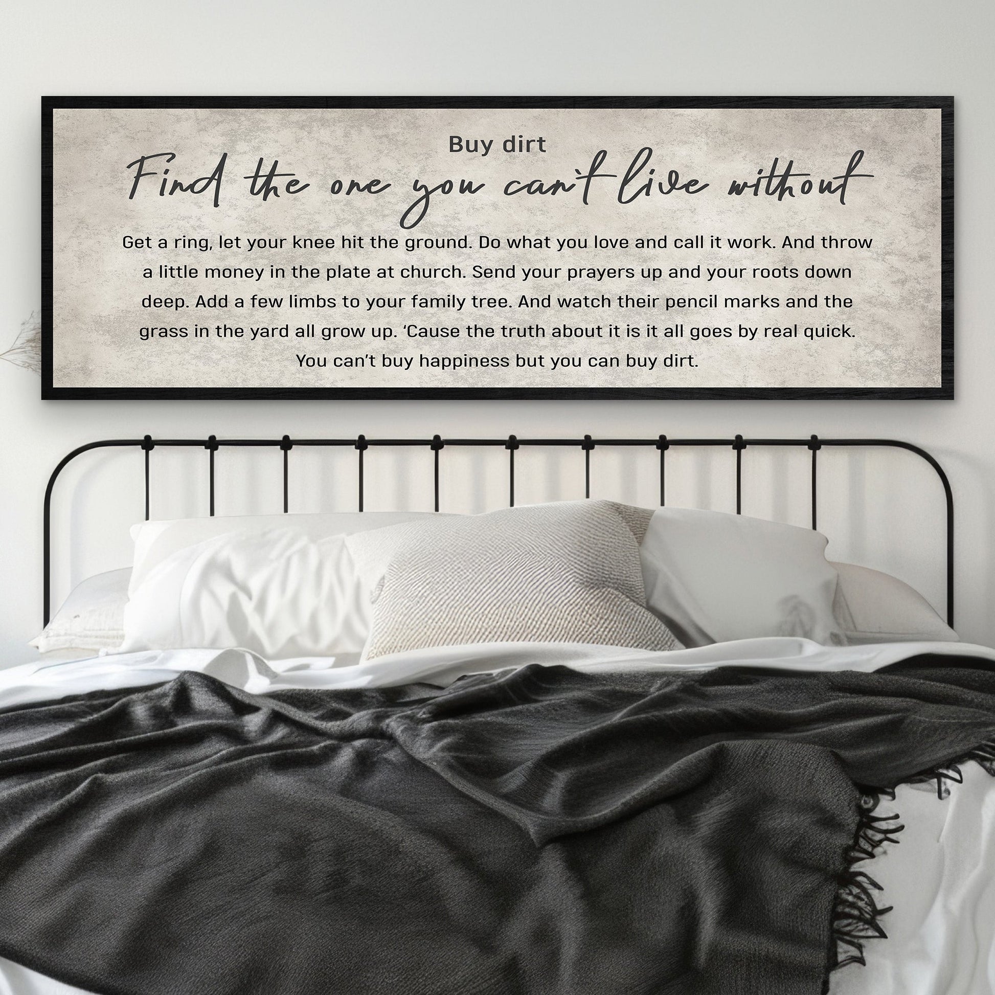 Find The One You Can't Live Without couple canvas wall art sign