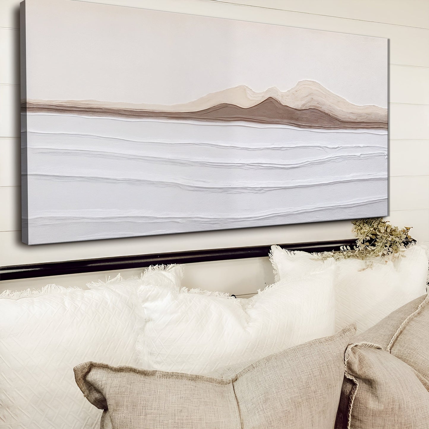 Earth tone abstract canvas wall art in warm neutral organic hues - oversized available