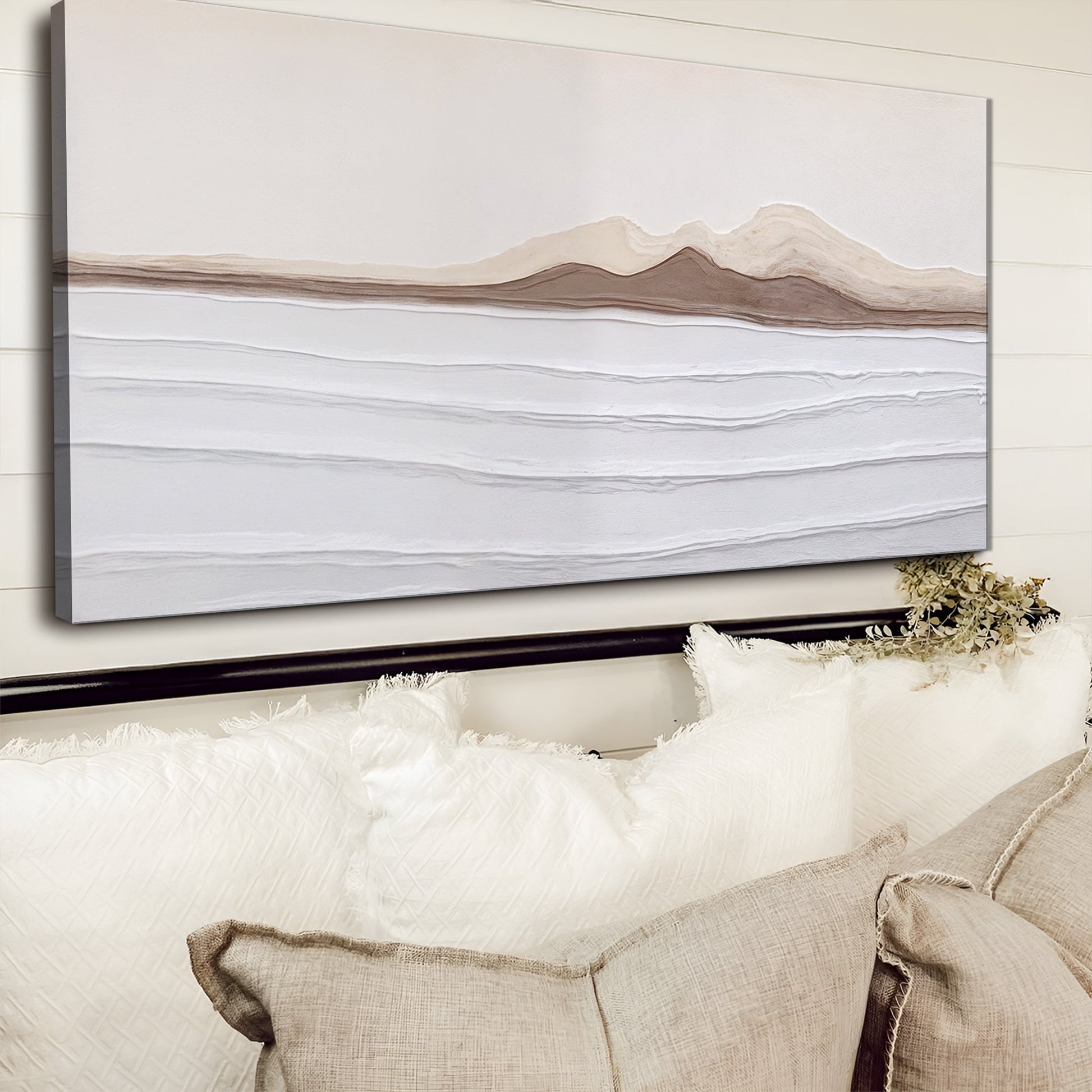 Earth tone abstract canvas wall art in warm neutral organic hues - oversized available