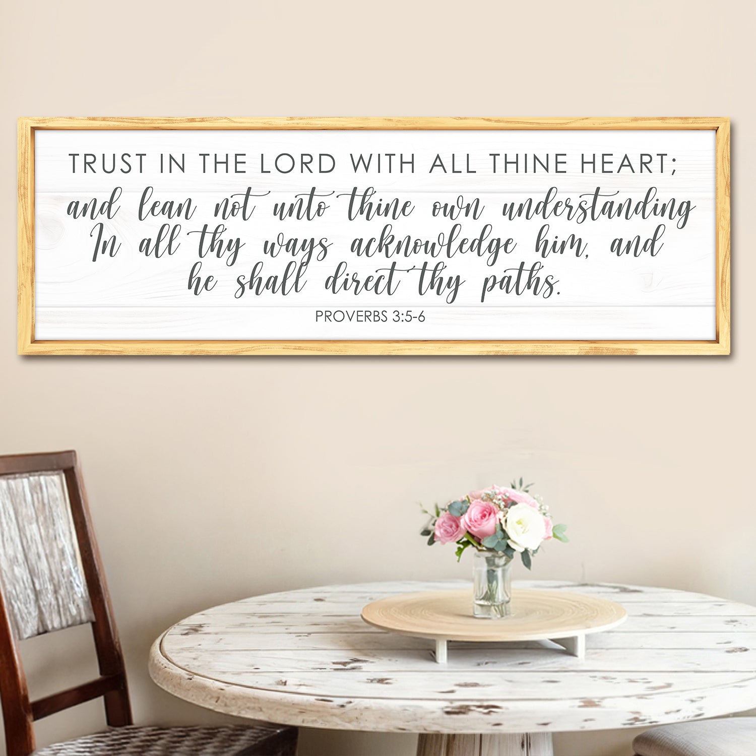 Proverbs 3:5-6 Trust in the Lord faith canvas wall art — vertical Christian scripture decor