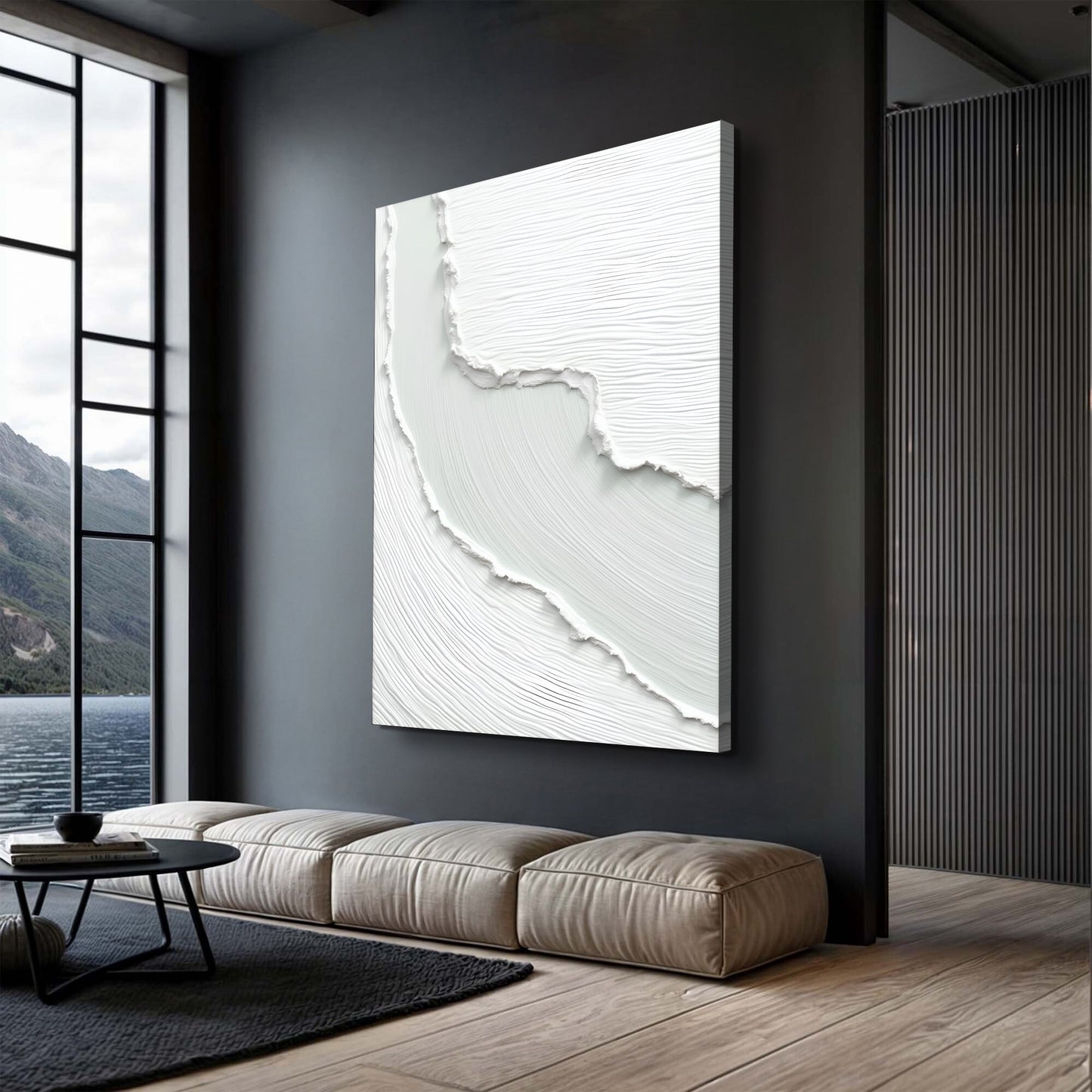 Abstract minimalist wave canvas wall art