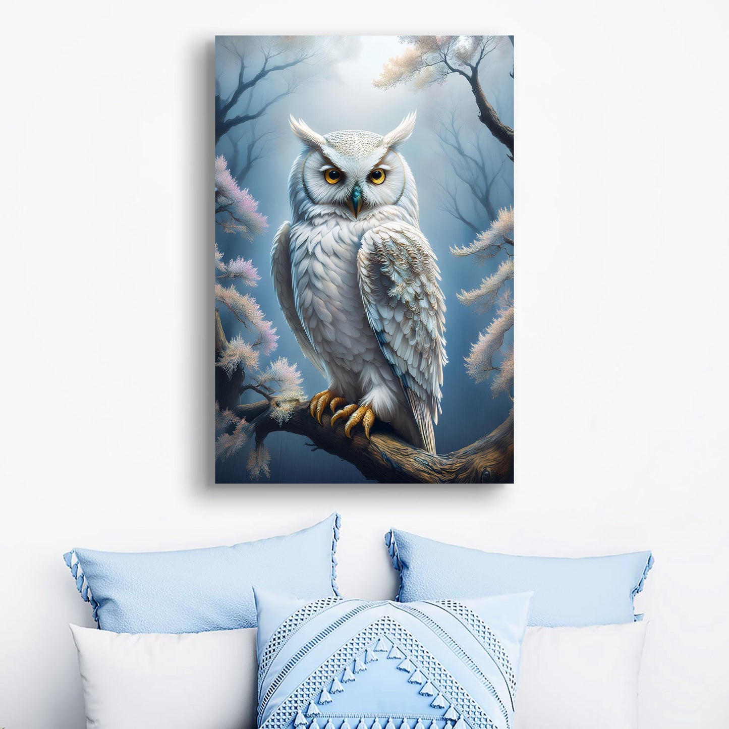 Owl wall art canvas print with rich wildlife tones for living rooms