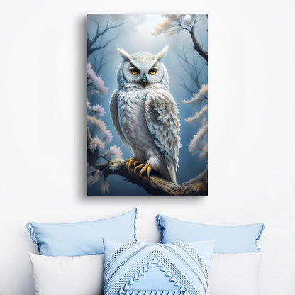 Owl wall art canvas print with rich wildlife tones for living rooms