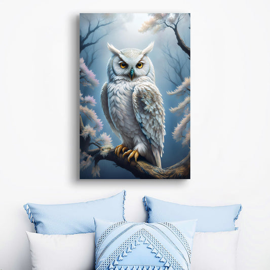 Owl wall art canvas print with rich wildlife tones for living rooms