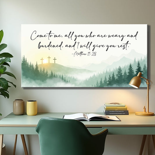 Come To Me Matthew 11:28 faith scripture canvas wall art