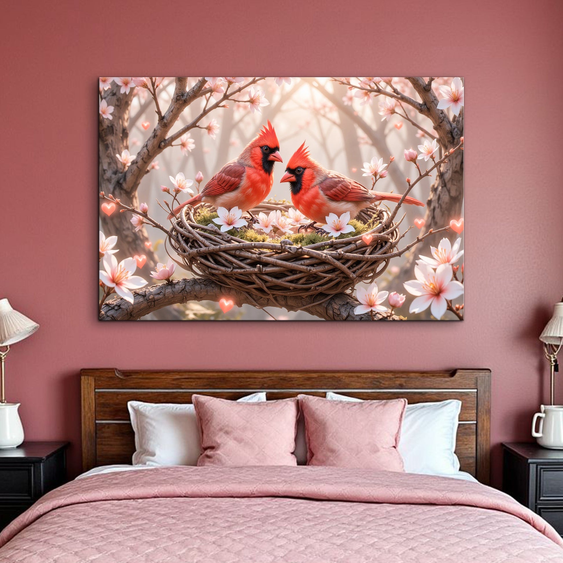 3D layered cardinals canvas wall art