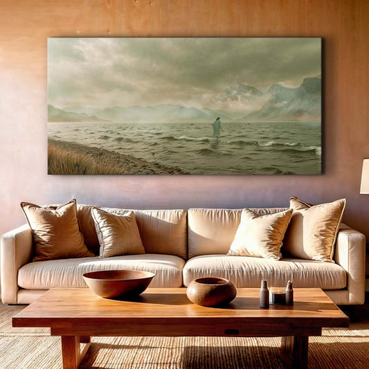 Walking on water faith canvas wall art, spiritual wall decor on premium gallery-wrapped canvas