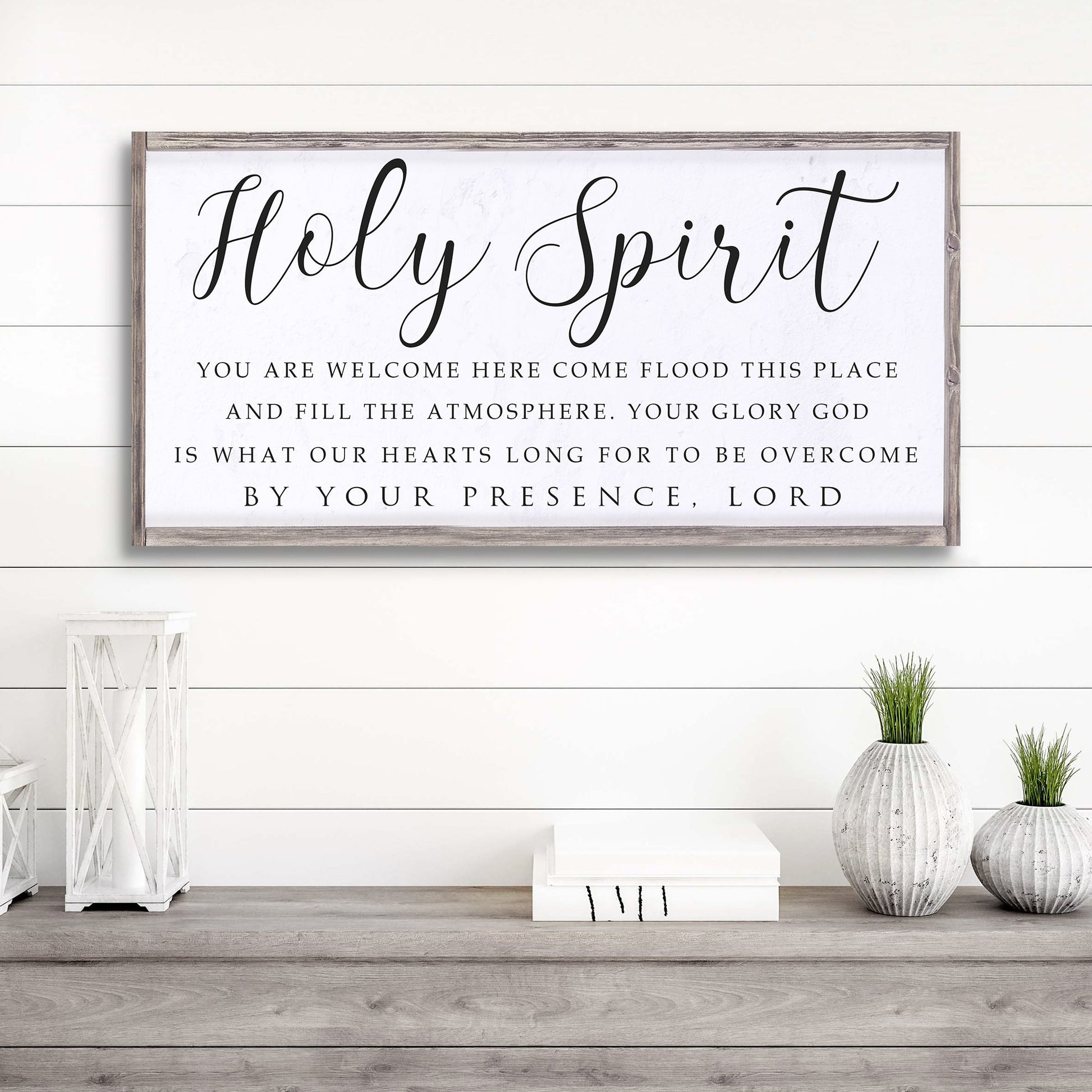 Holy Spirit You Are Welcome Here faith canvas wall art, ready to hang