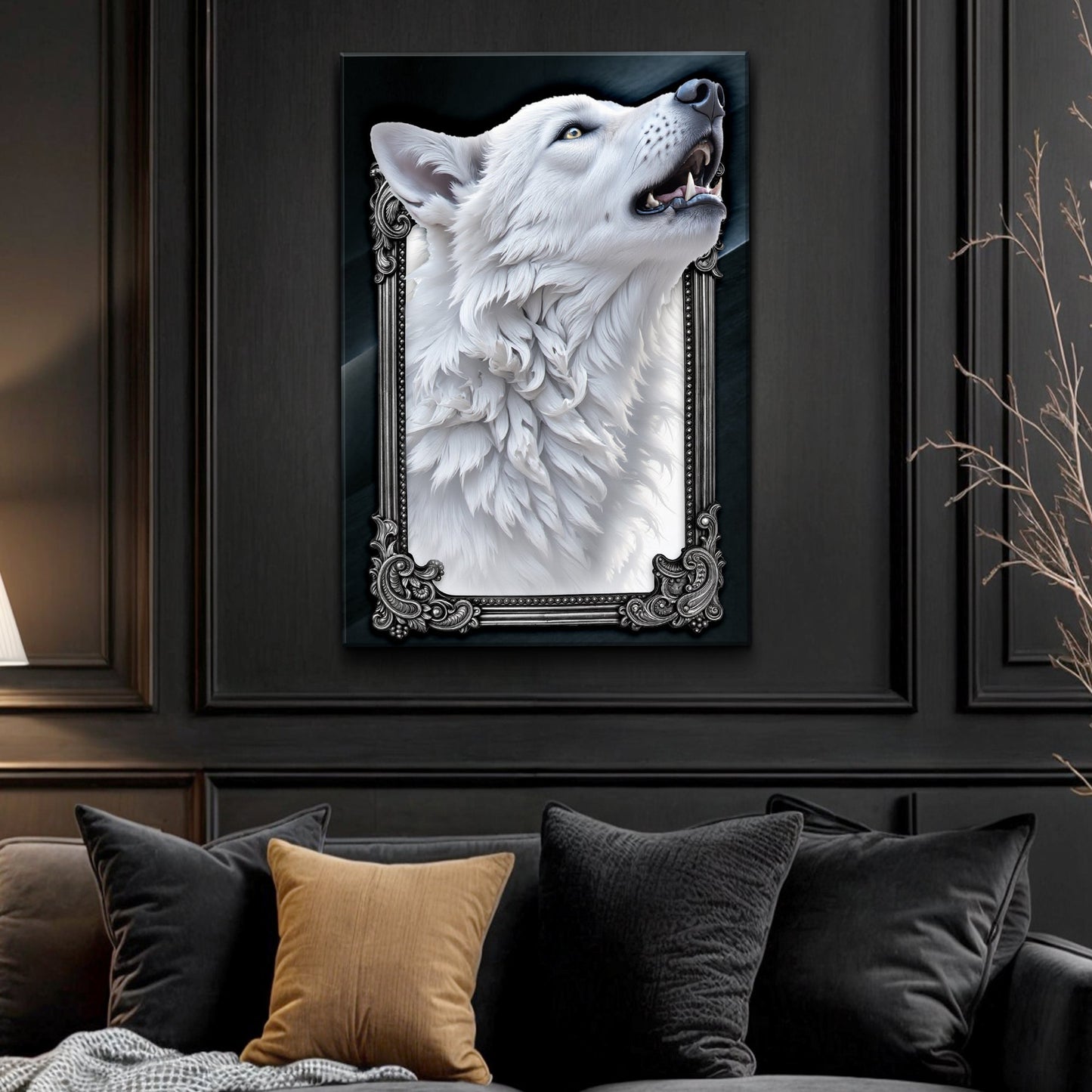 3D wolf wall art print with bold dimensional detail