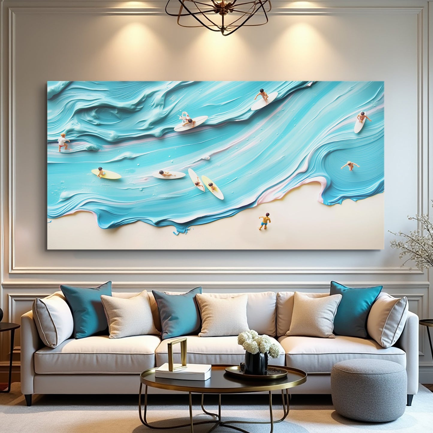Abstract aerial view beach canvas wall art