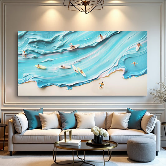 Abstract aerial view beach canvas wall art